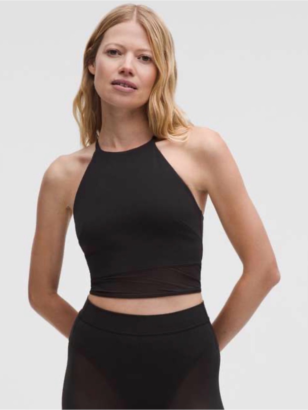 Lululemon Nulu High-Neck Mesh-Hem Tank Top Black Size S